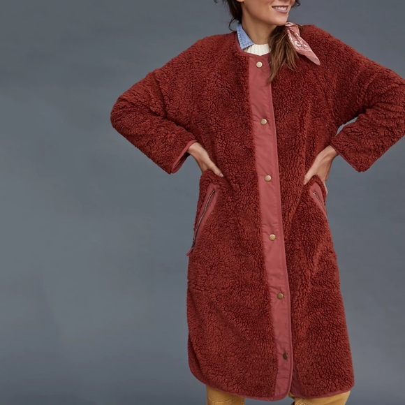 NWT Anthropologie Margot Reversible Sherpa Coat Size S Small - Picture 3 of 8